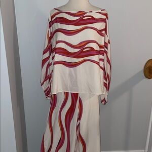 Wave Pattern Top and Pants Set